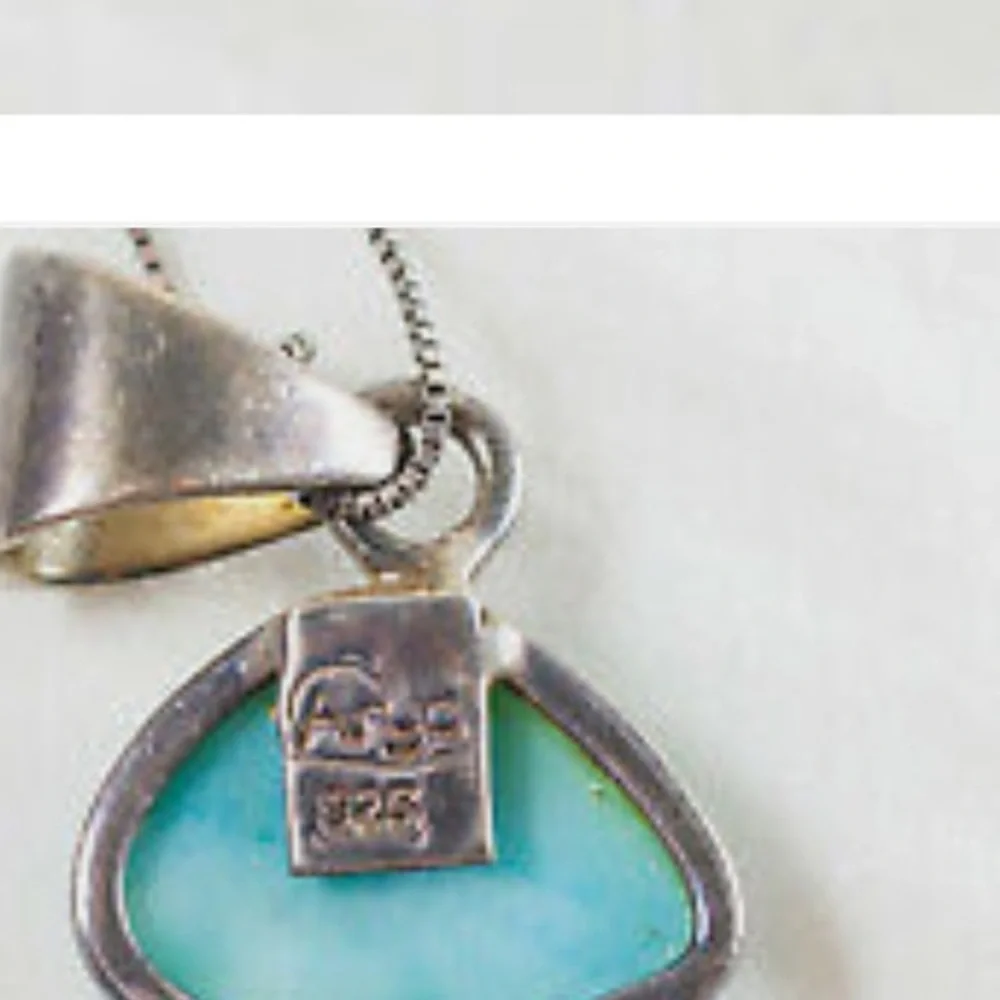 Arya Designs Larimar, Pearl Blue Topaz Sterling Silver Pendant /Beaded Necklace - Picture 3 of 8